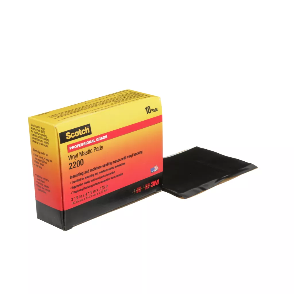 3M 2200 3-1/4" x 4-1/2" Scotch Vinyl Mastic Pad, Black