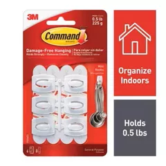 3M Command Mini Plastic Hook 11/8 in. L 6 pk