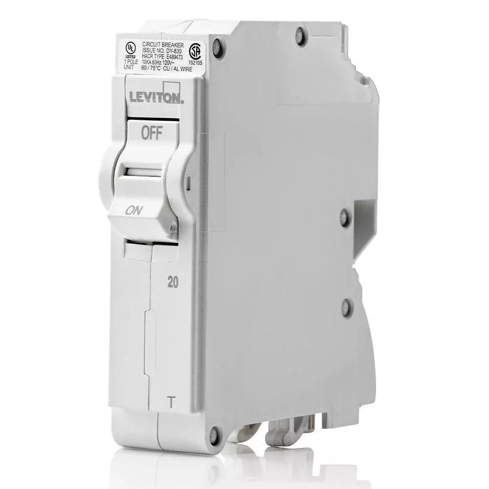 Disjoncteur magnéto-thermique standard Leviton unipolaire 20 A 120 V, modèle LB120-T