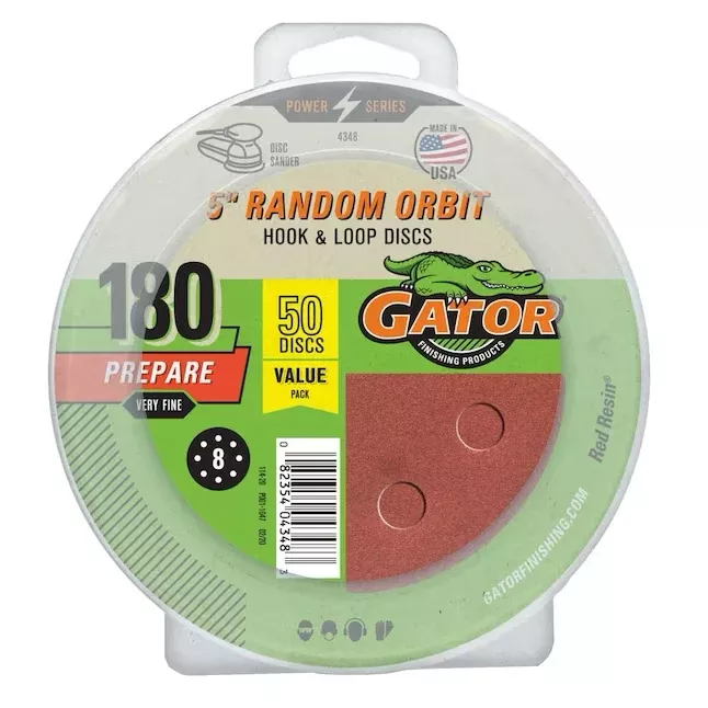 Gator 5 In 8H H/L Disc 180 Grit 50pk 50-Piece Aluminum Oxide 180-Grit Disc Sandpaper