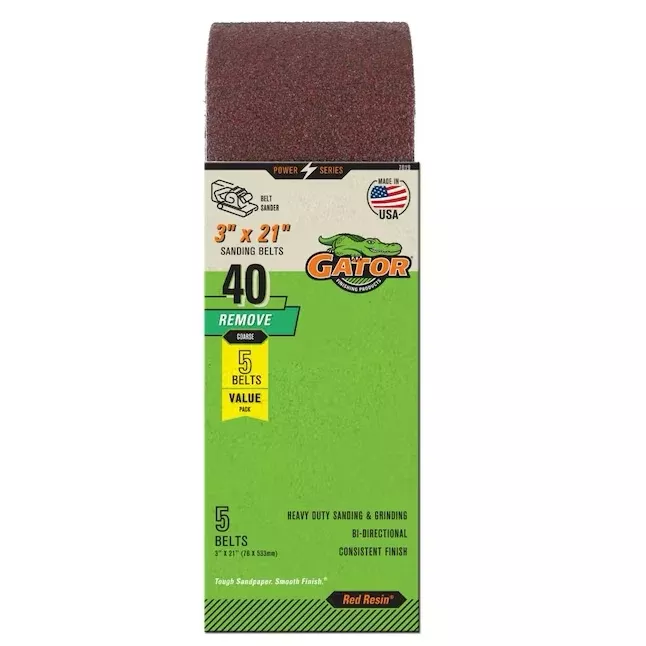 Gator 5-Piece Aluminum Oxide 40-Grit Belt Sandpaper