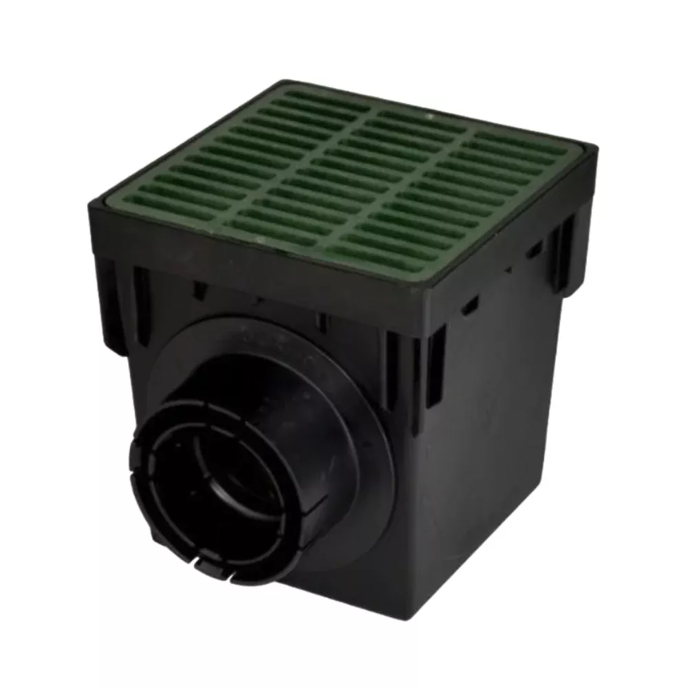 NDS 900GRKIT 9 in. Square Catch Basin Kit with Green Grate