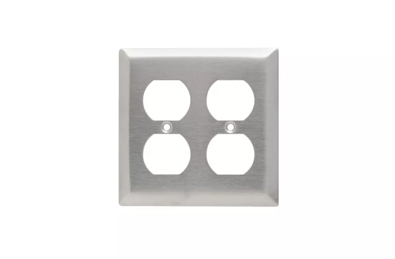 Pass & Seymour SS82 2Gang Wall Plate, Duplex, Standard - 302/304 Stainless Steel