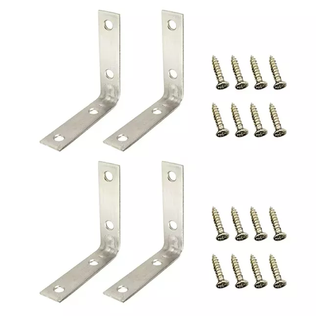 RELIABILT Corner Brace 3-in x 0.75-in x 3-in 12-Gauge Stainless Steel Stainless Steel Corner Brace (4-Pack)