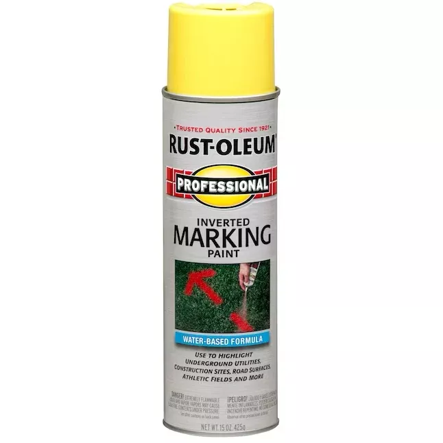 Rust-Oleum Professional Pintura para marcar a base de agua amarilla de alta visibilidad (bote de aerosol)